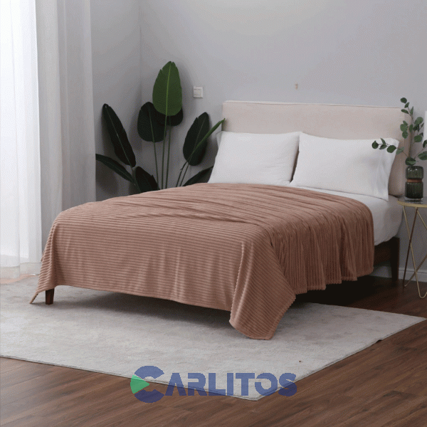 Frazada Queen Size Microfibra Mantra Jacquard Pesada Beige