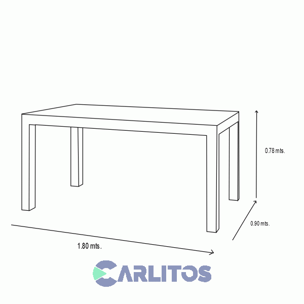 Mesa Rectangular Contemporánea 1.80 Mts Genoud Paraíso Roble