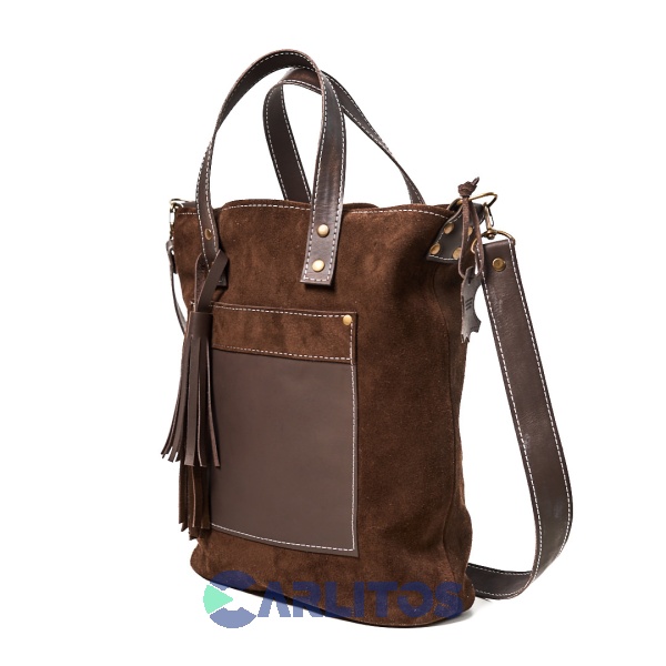 Bolso Matero Cuero Gamuzado Genuino Bello Chocolate PE0001-d06902-d00702-br1002