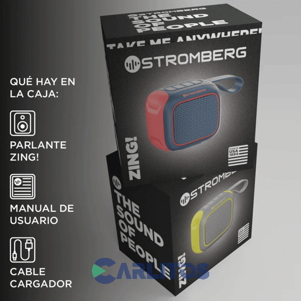 Parlante Portátil Stromberg Carlson Con Bluetooth Y Batería Zing Gris y Amarillo