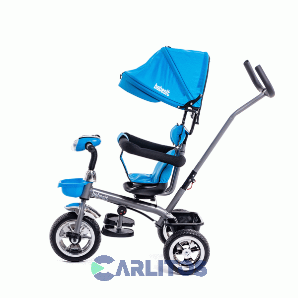 Triciclo Bebesit Con Barral Y Capota-Asiento Giratorio 360° Azul Sl-1870d Premium