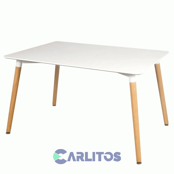 Mesa Rectangular 1.20 Mts Tapa Blanca Y Patas Roble Unican Eames