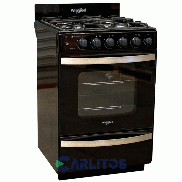 Cocina A Gas Whirpool 56 Cm Negra- 4 Hornallas Fund. Multigas  Wfn57di