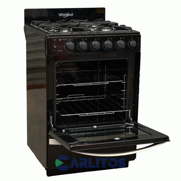 Cocina A Gas Whirpool 56 Cm Negra- 4 Hornallas Fund. Multigas  Wfn57di