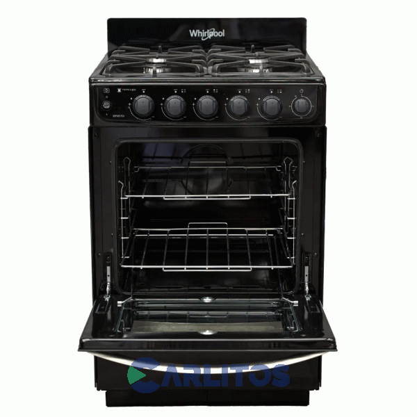 Cocina A Gas Whirpool 56 Cm Negra- 4 Hornallas Fund. Multigas  Wfn57di