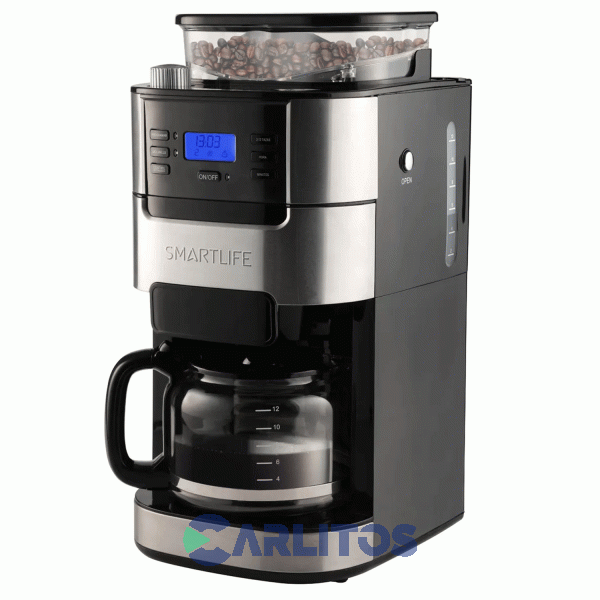 Cafetera Con Timer Reloj Digital Y Molinillo De Cafe Smartlife Sl-cmdg1025