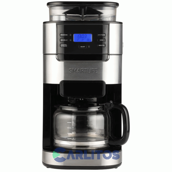 Cafetera Con Timer Reloj Digital Y Molinillo De Cafe Smartlife Sl-cmdg1025