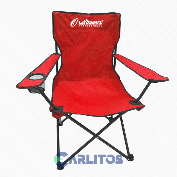 Sillon Director Plegable Con Funda Y Apoya Vaso Outdoors Rojo1003