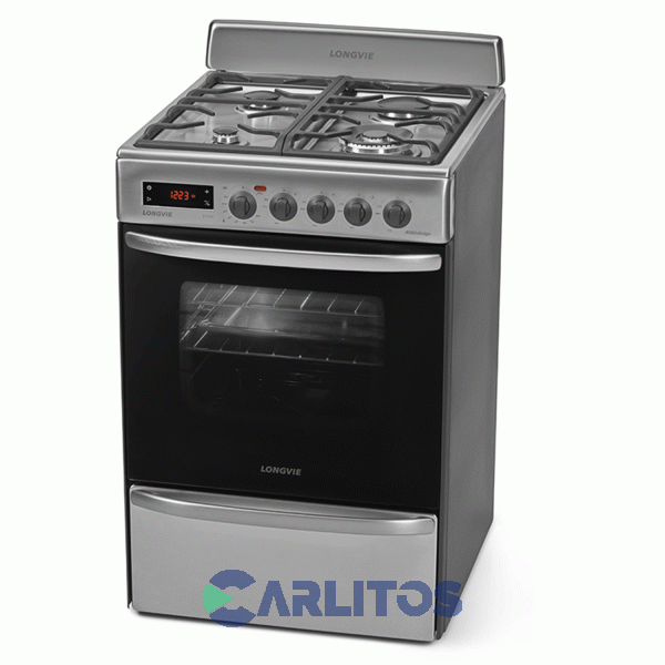 Cocina A Gas Longvie 56 CM Acero Inoxidable Multigas Digital 21501Xt