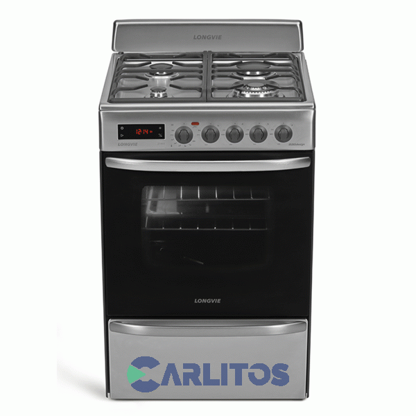 Cocina A Gas Longvie 56 CM Acero Inoxidable Multigas Digital 21501Xt