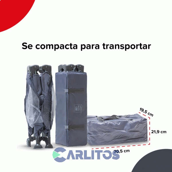 Cuna Bolso Transportable Colecho Bedesit Con Mosquitero 2021-A Gris