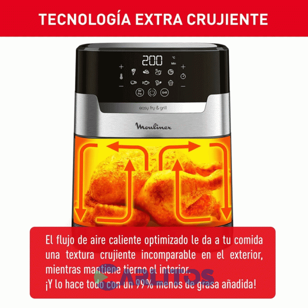 Freidora De Aire Easy Fry Moulinex Digital Acero Inoxidable EZ505D10