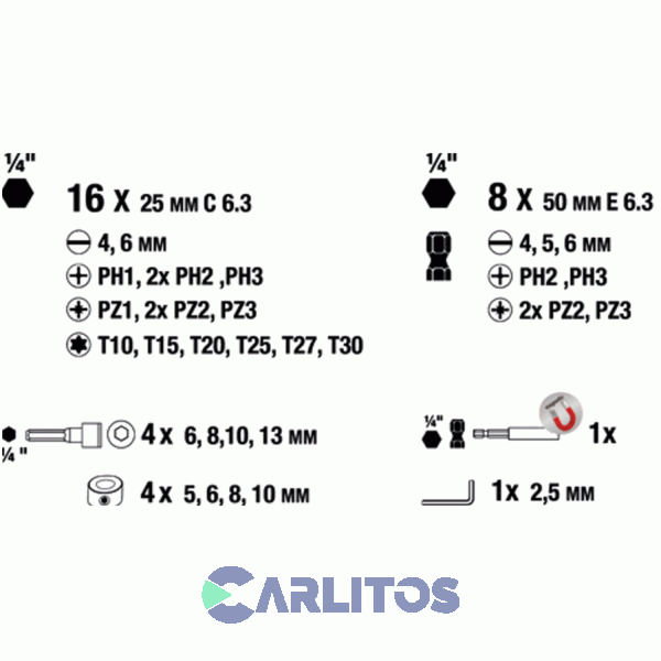 Set De Herramientas 62 Piezas Con Maletin Einhell Kwb 49109106