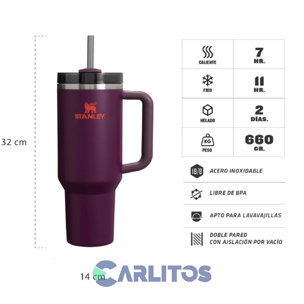 Vaso Stanley Quencher 2.0 Flowstate Tumbler 1.18Ml Plum 10-11824-247