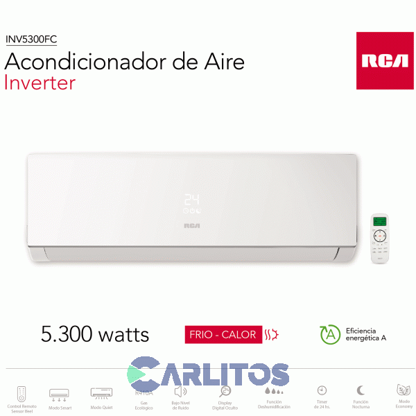 Aire Acondicionado Split Inverter Rca 5300 Watts - Frío/Calor Tp5300inv-f-sk