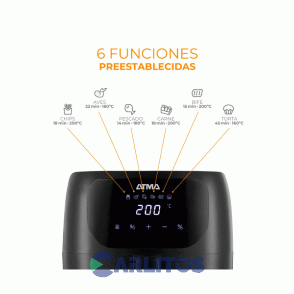 Freidora De Aire Atma Digital Negra Fr60arbp