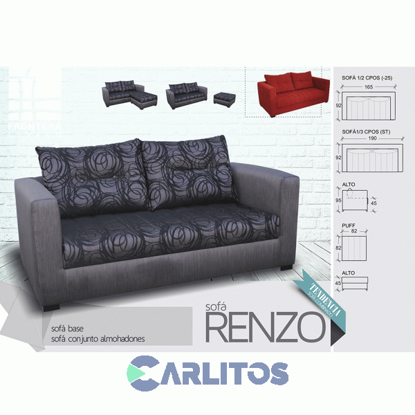 Sofa Renzo 2 Cuerpos Frontera Living Grupo 3