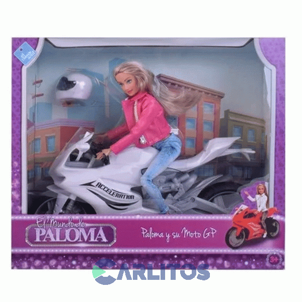 Set De Muñeca Paloma Y Su Moto Gp Con Casco