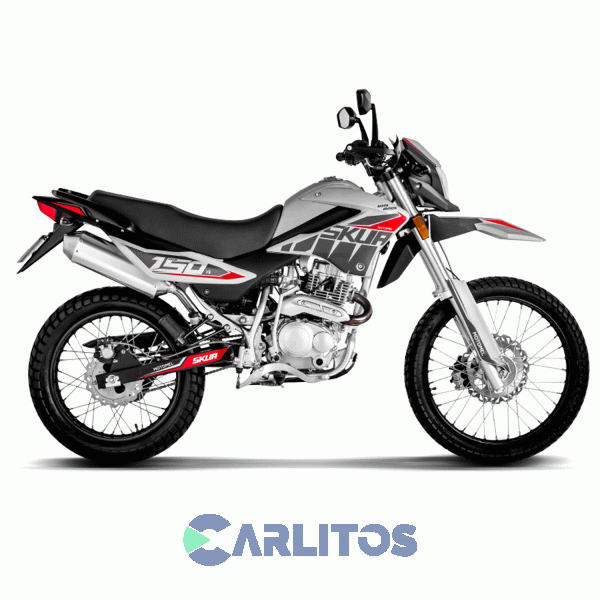 Moto Cross 150 Cc Motomel Con Disco, Llantas De Rayos Y Susp. Invertida Skua 150 Silver Edition Gris