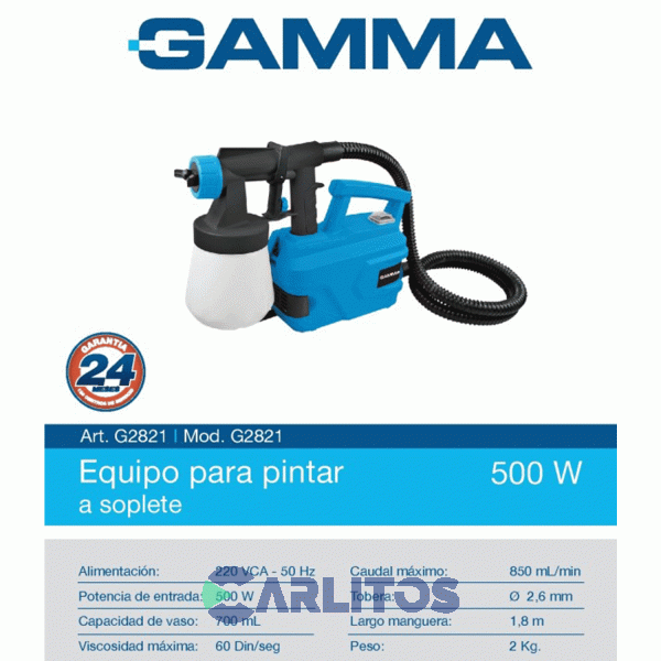 Equipo De Pintar Gamma 500 Watts G2821ar