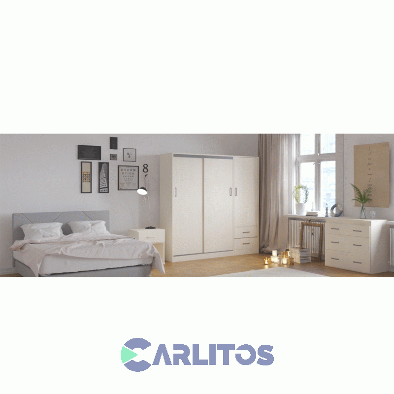 Placard 1.82 Mts 3 Puertas 2 Cajones Fiplasto Fineline Crema