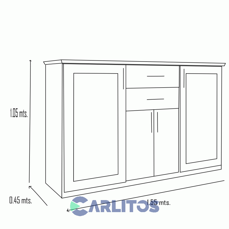 Bahiut Corpus 1.55 Mts 4 Puertas 2 Cajones Inmacol Castaño