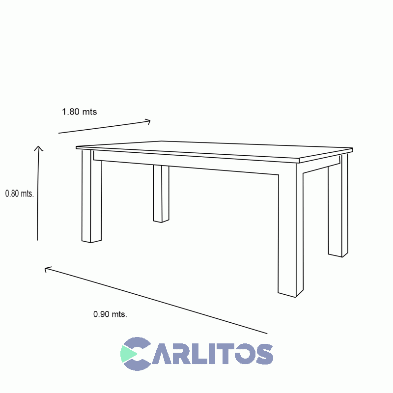 Mesa Rectangular Corpus 1.80 Mts  Inmacol Miel