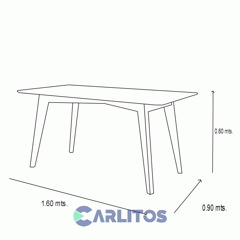 Mesa Rectangular Vintage 1.60 Mts Genoud Paraíso Roble y Blanco