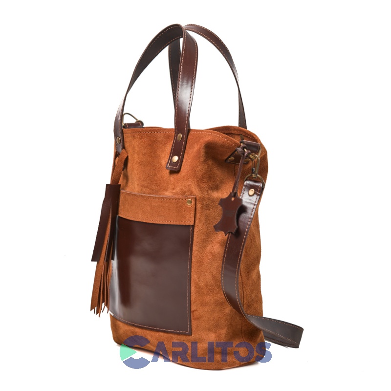 Bolso Matero Cuero Gamuzado Genuino Bello Chocolate PE0001-d06902-d00702-br1002