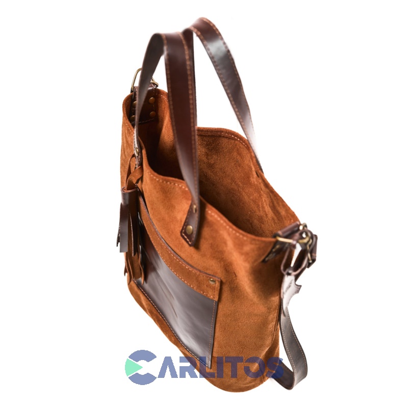 Bolso Matero Cuero Gamuzado Genuino Bello Chocolate PE0001-d06902-d00702-br1002