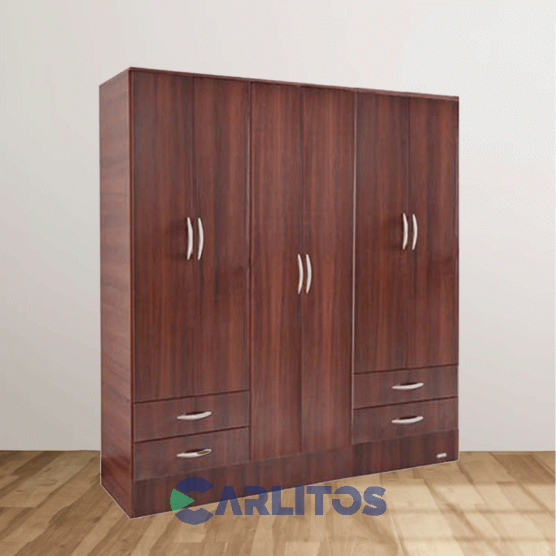 Placard 1.82 Mts 6 Puertas 4 Cajones Platinum Cedro