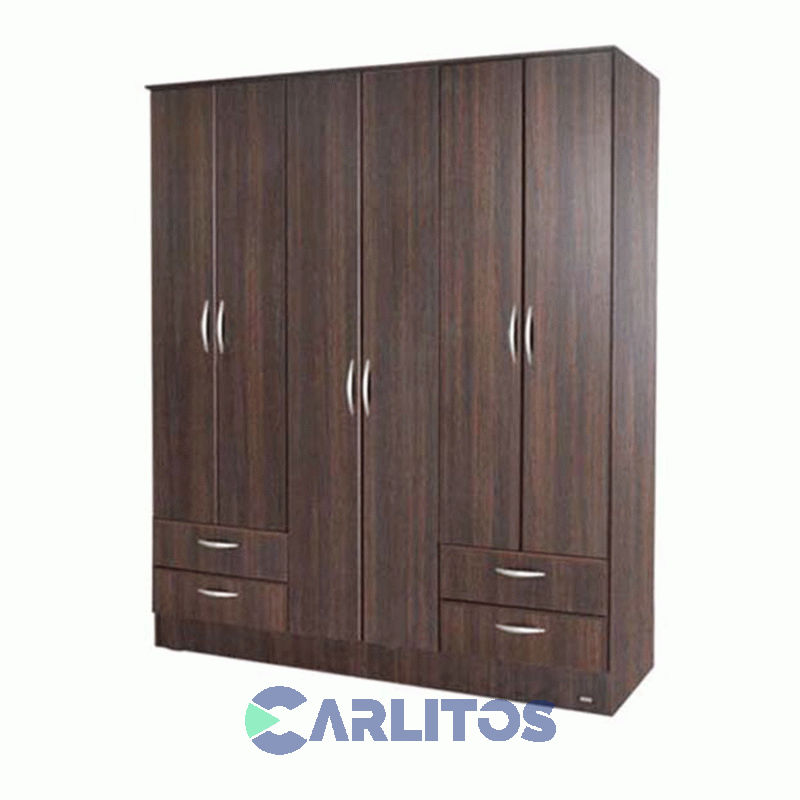 Placard 1.82 Mts 6 Puertas 4 Cajones Platinum Tabaco