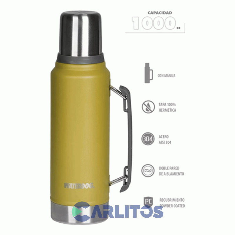 Termo De Mate Waterdog Con Manija 1 Litro Ombu Verde Oliva