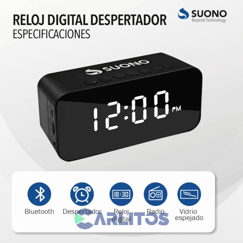 Radio Reloj Despertador Suono con Bluetooth AYV0119NEG