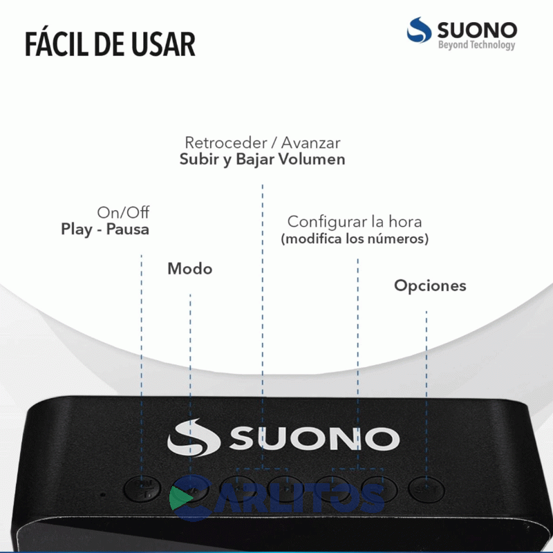 Radio Reloj Despertador Suono con Bluetooth AYV0119NEG