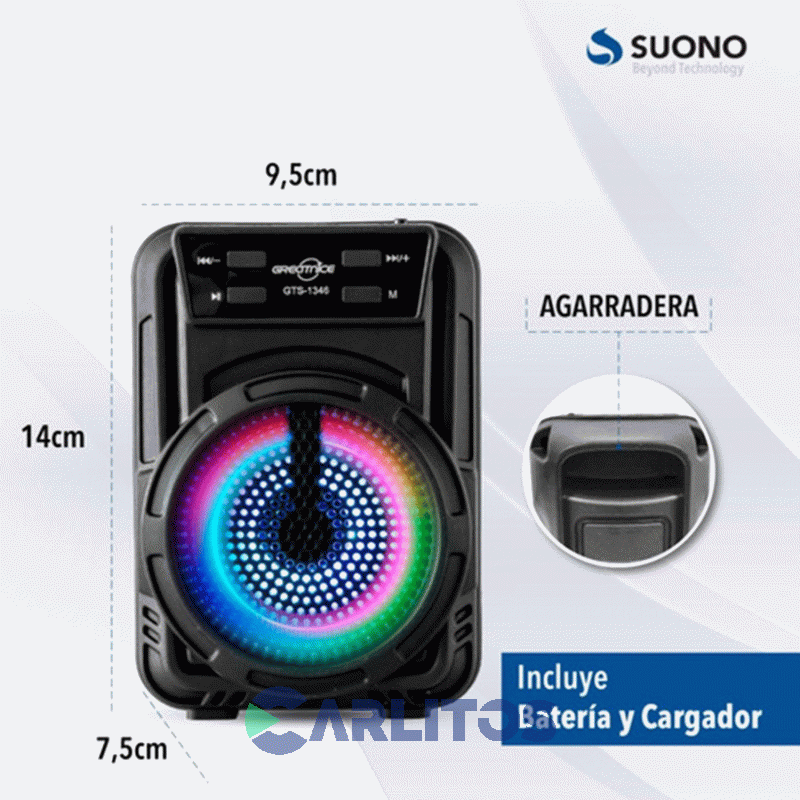 Parlante Portátil Suono Con Bluetooth Suono 5 Watts  AYV0203 / GTS-1346