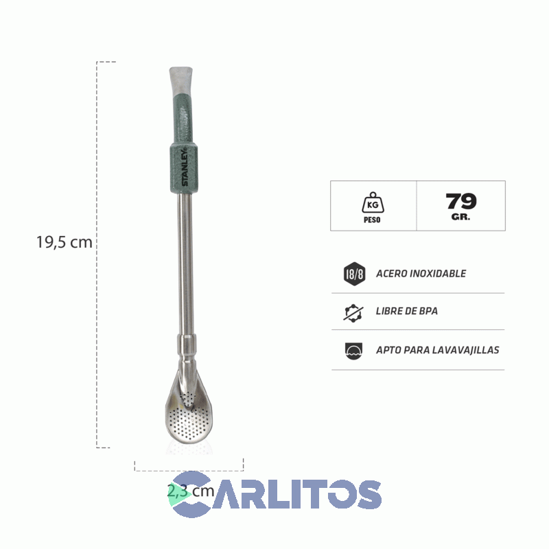 Bombilla Para Mate Spoon Stanley Verde