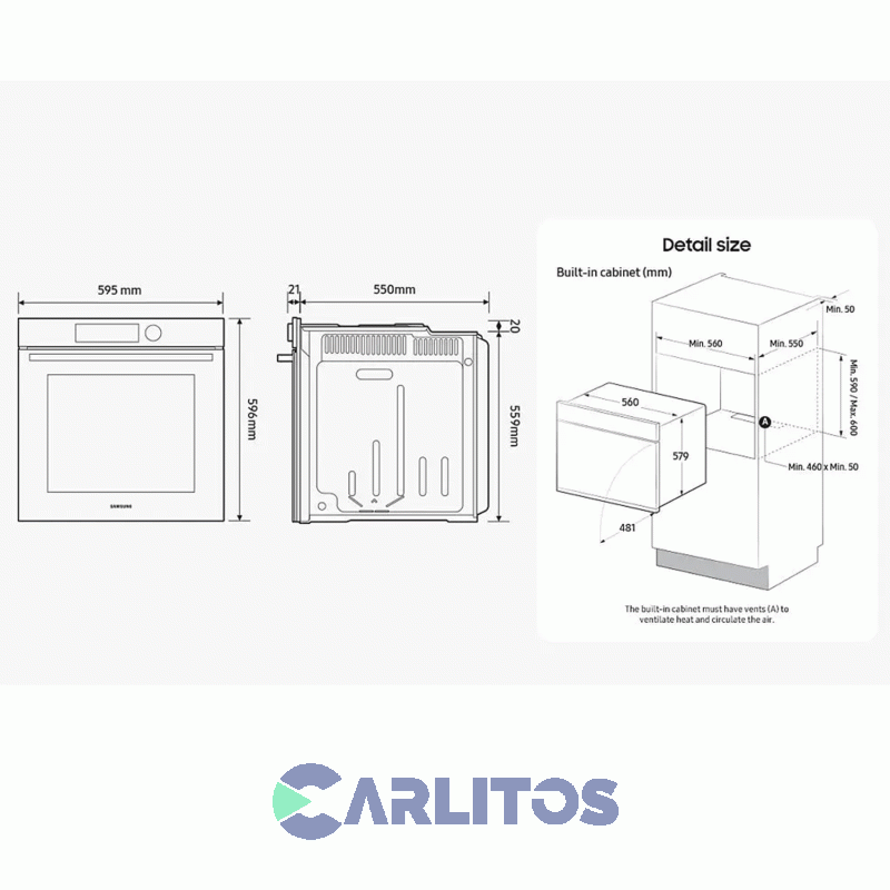 Horno Eléctrico Empotrable 60 Cm Samsung Negro Nv7b5645tak