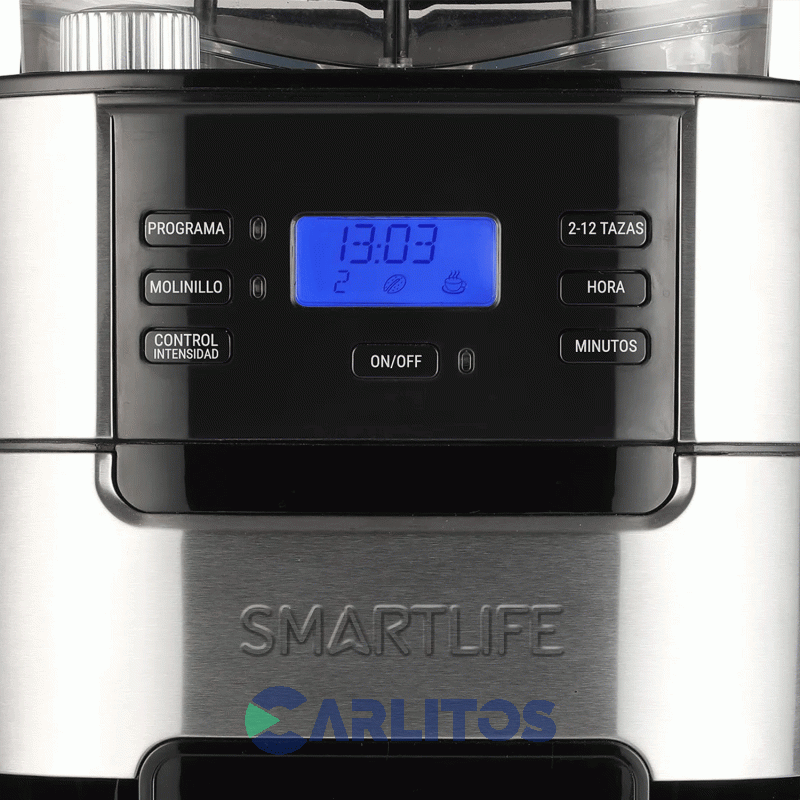 Cafetera Con Timer Reloj Digital Y Molinillo De Cafe Smartlife Sl-cmdg1025