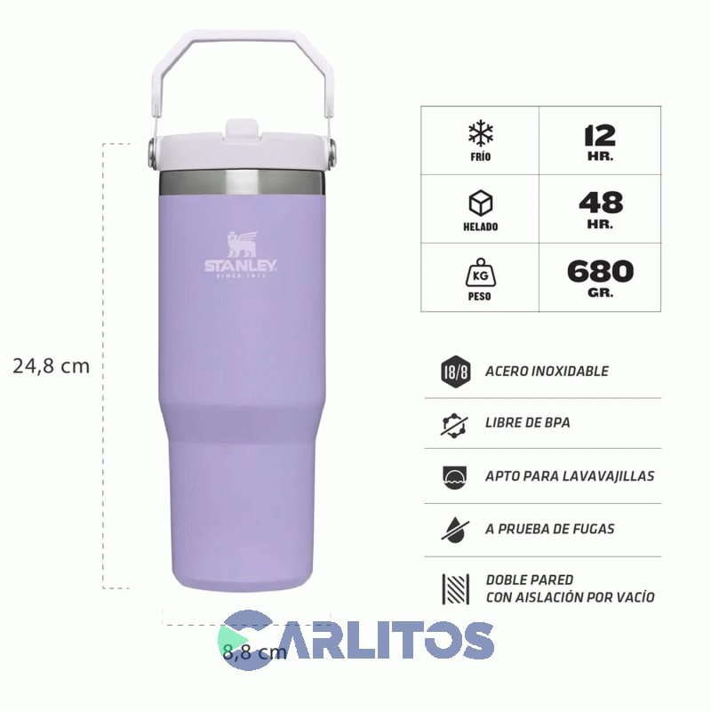 Botella Stanley Flip Straw Tumbler 887 Ml Lavender Lilia 10-09993-289