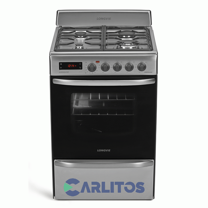 Cocina A Gas Longvie 56 CM Acero Inoxidable Multigas Digital 21501Xt