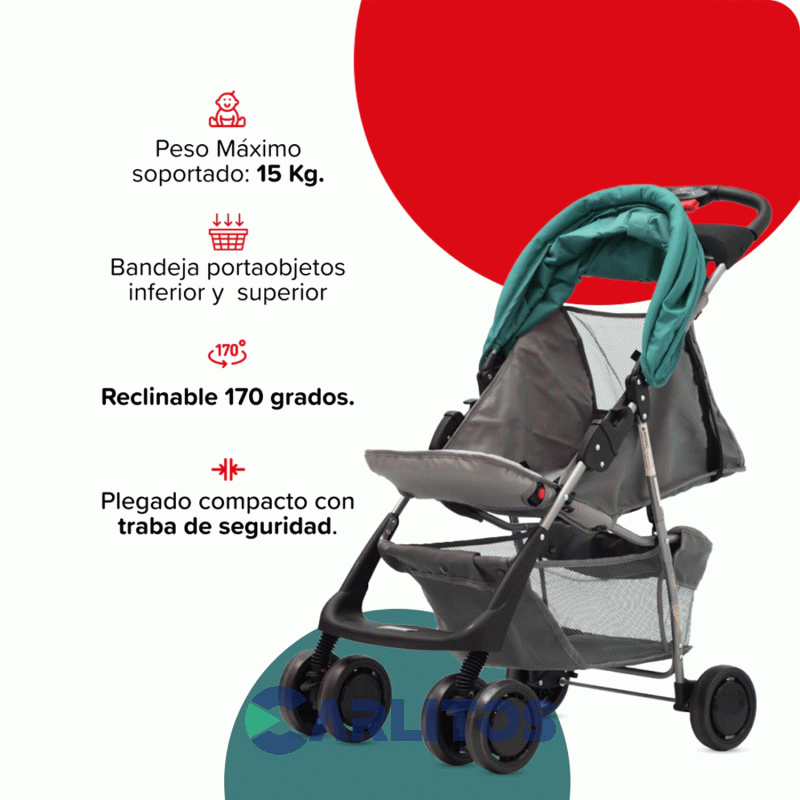 Coche De Paseo Bebesit Portabebe + Butaca 1337Ts-j Verde