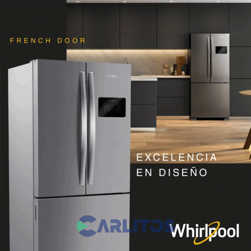 Heladera No Frost Side By Side Whirlpool Inverter 592 Litros Acero Inoxidable Wro85bk