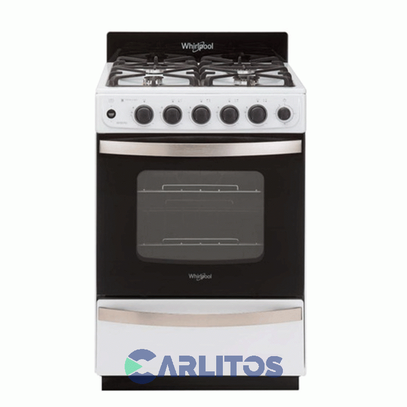 Cocina A Gas Whirlpool 56 CM Blanca Multigas Fundición Wfb57di