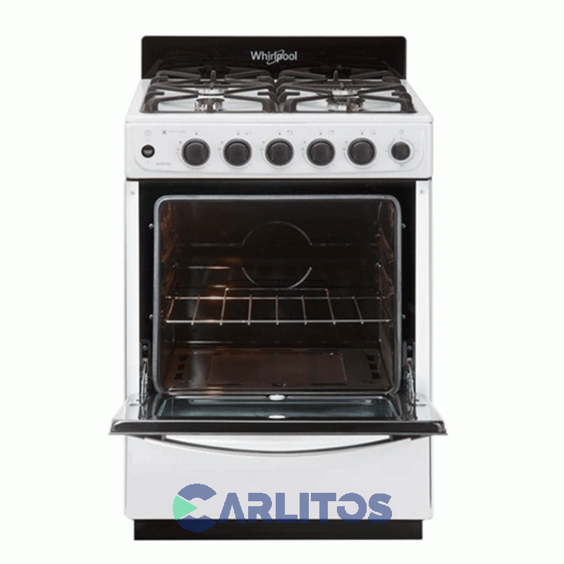 Cocina A Gas Whirlpool 56 CM Blanca Multigas Fundición Wfb57di