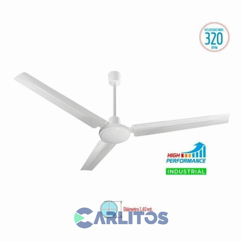 Ventilador De Techo Industrial Liliana Blanco Palas Metálica Sin Luz Vthi503