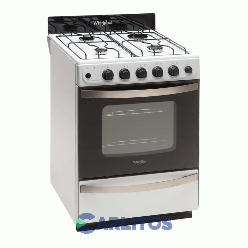 Cocina A Gas Whirlpool 56 CM Blanca Multigas Wfb57dw