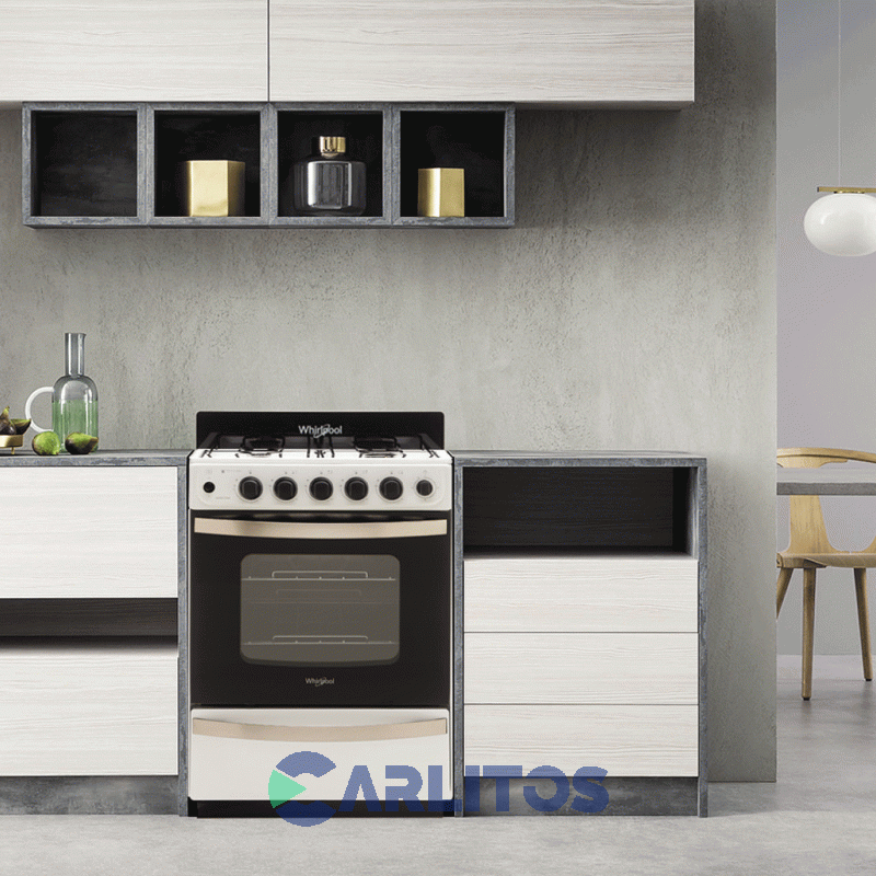 Cocina A Gas Whirlpool 56 CM Blanca Multigas Wfb57dw