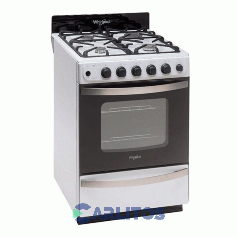 Cocina A Gas Whirlpool 56 CM Blanca Multigas Fundición Wfb57di