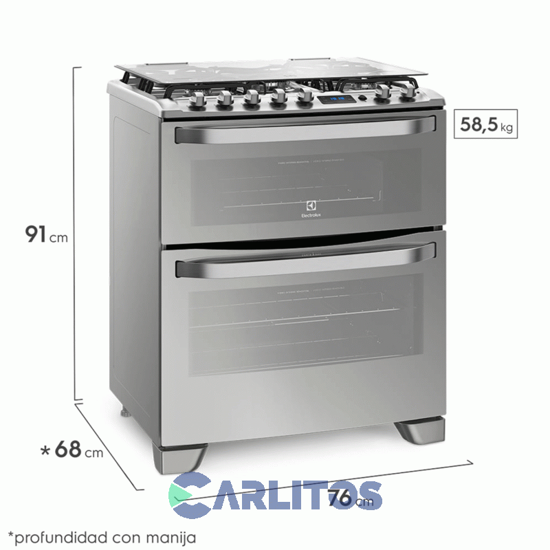 Cocina A Gas Electrolux 76 CM Acero Inoxidable Multigas 76dxr